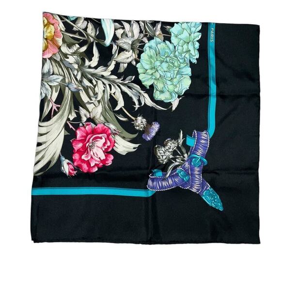 Hermes Silk Scarf Carré 90 Regina Her Majesty The Queen Black W/Box Rare - Picture 10 of 16
